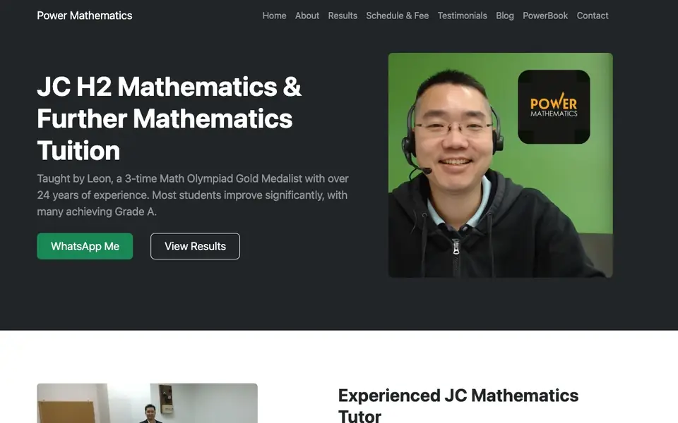 Power Mathematics website homepage, 4 Oct 2026