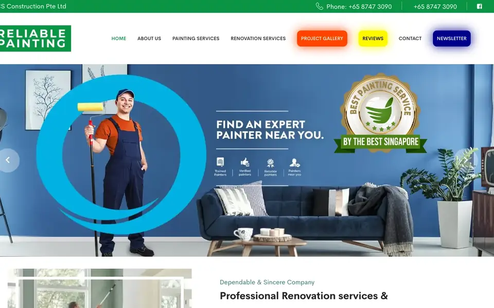 Reliable Painting website homepage, 4 Oct 2026