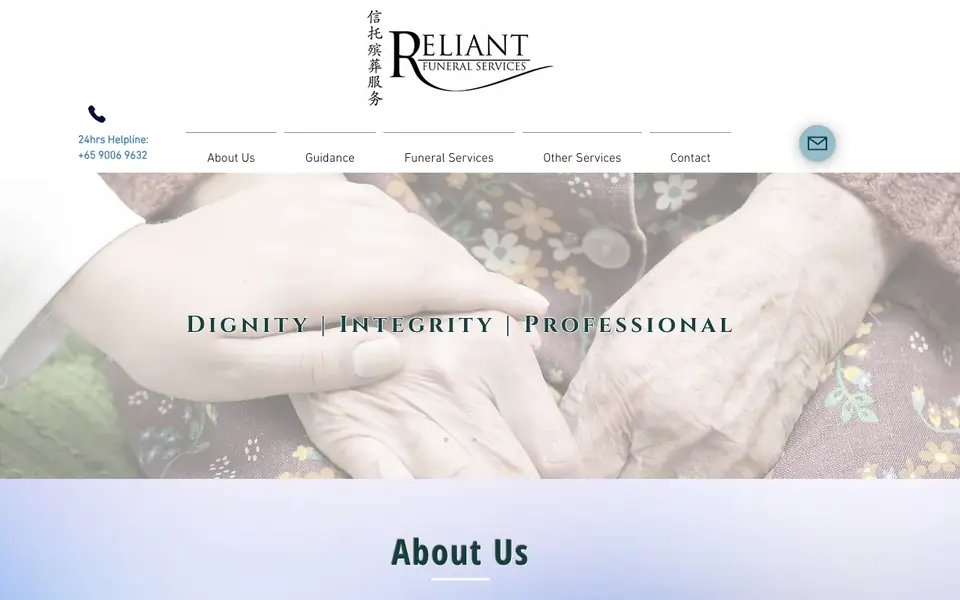 Reliant Funeral Services website homepage, 4 Oct 2026