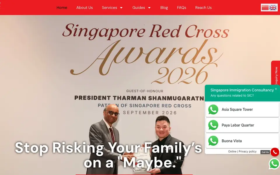 Singapore Immigration Consultancy website homepage, 4 Oct 2026
