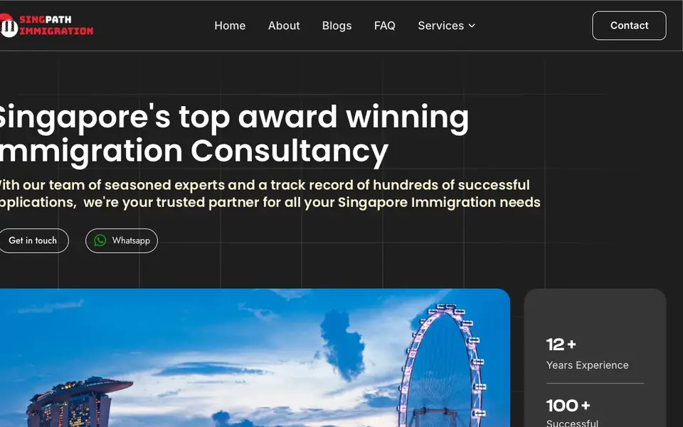 SingPath Immigration website homepage, 4 Oct 2026
