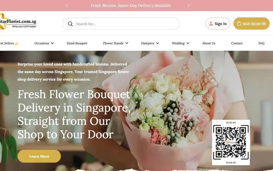 Star Florist website homepage, 4 Oct 2026
