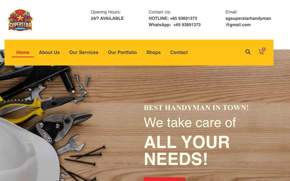 Superstar Handyman Singapore website homepage, 4 Oct 2026