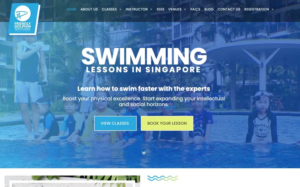 Friendly Dolphin Swim School website homepage, 4 Oct 2026