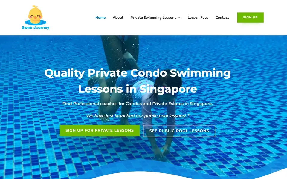 SwimJourney website homepage, 4 Oct 2026
