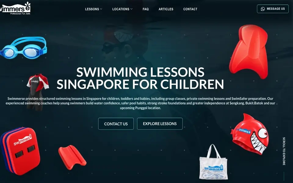 Swimmerse Swim School website homepage, 4 Oct 2026