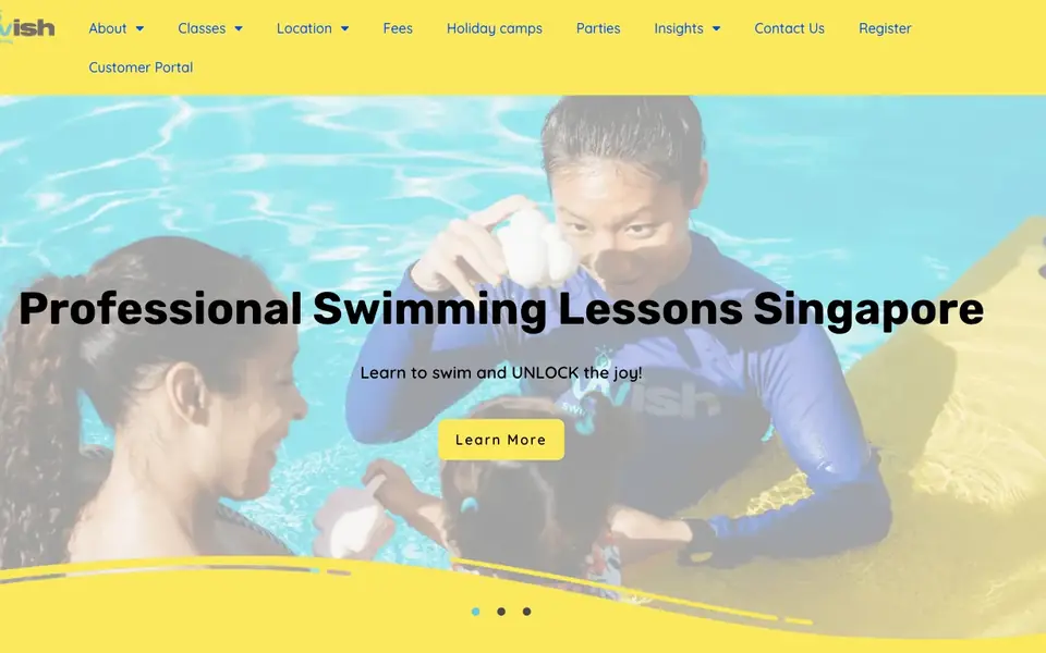 Swish Swimming website homepage, 4 Oct 2026