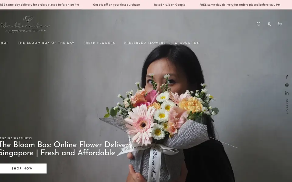 The Bloom Box Pte Ltd website homepage, 4 Oct 2026