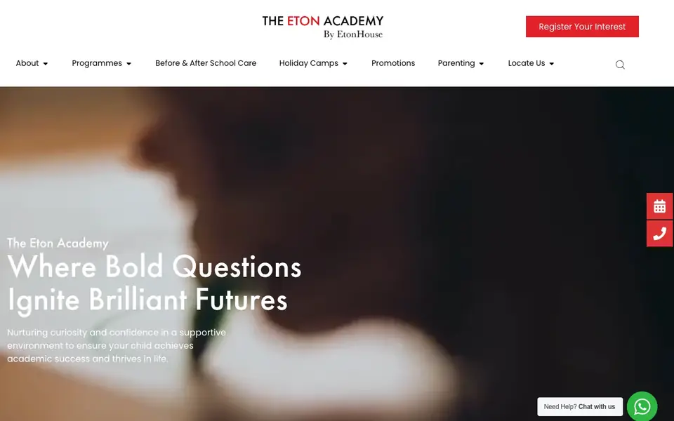 The Eton Academy by EtonHouse website homepage, 4 Oct 2026
