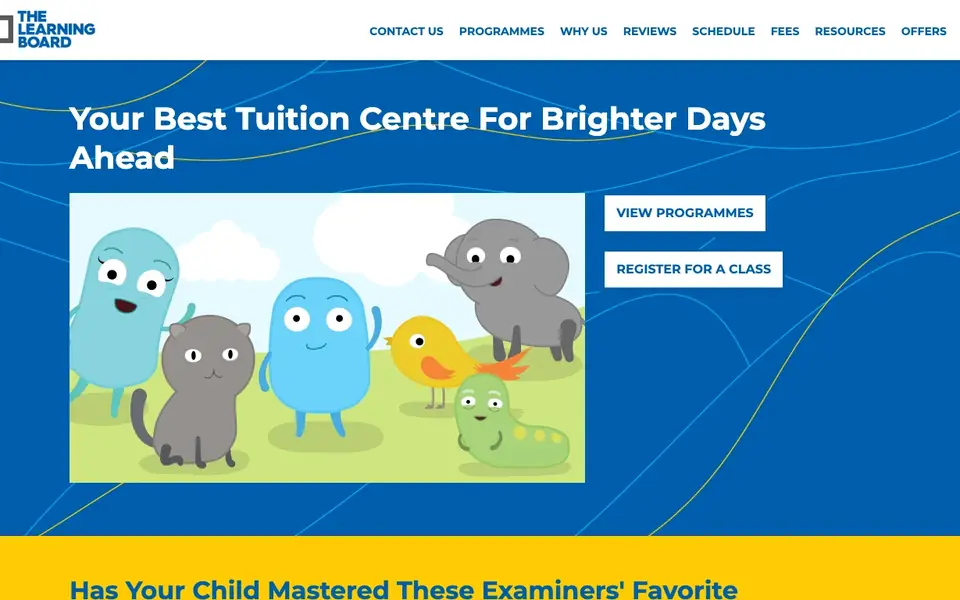 The Learning Board Tuition Centre website homepage, 4 Oct 2026