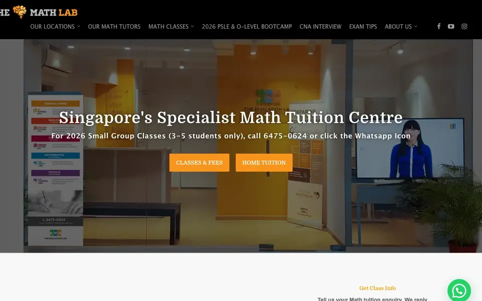 The Math Lab website homepage, 4 Oct 2026