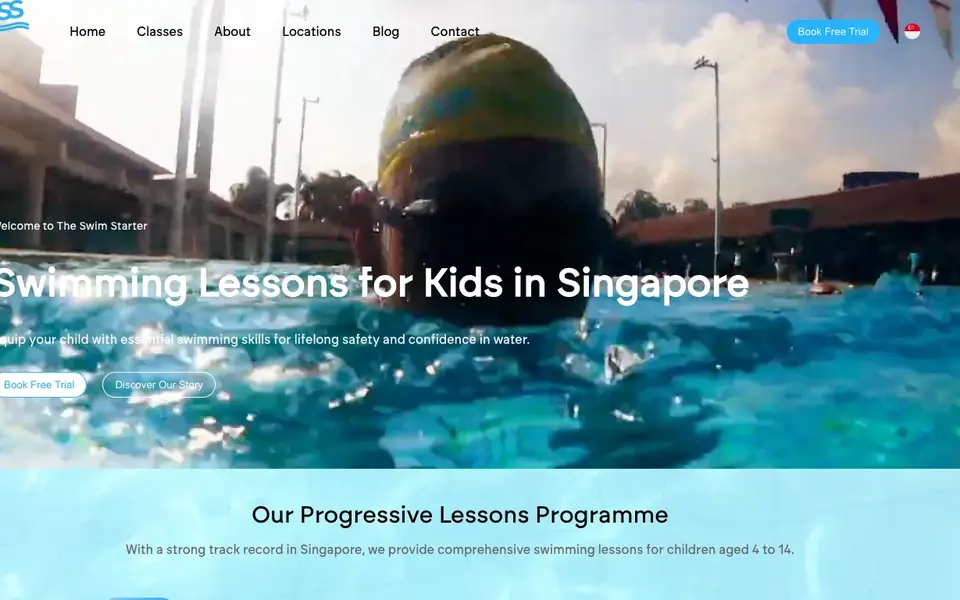 The Swim Starter Toa Payoh website homepage, 4 Oct 2026