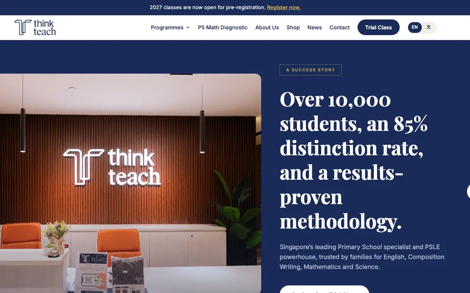 Think Teach Academy website homepage, 4 Oct 2026
