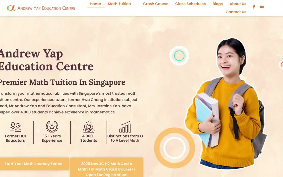 Andrew Yap Education Centre website homepage, 4 Oct 2026