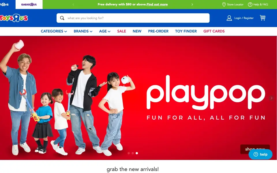 Toys”R”Us website homepage, 4 Oct 2026