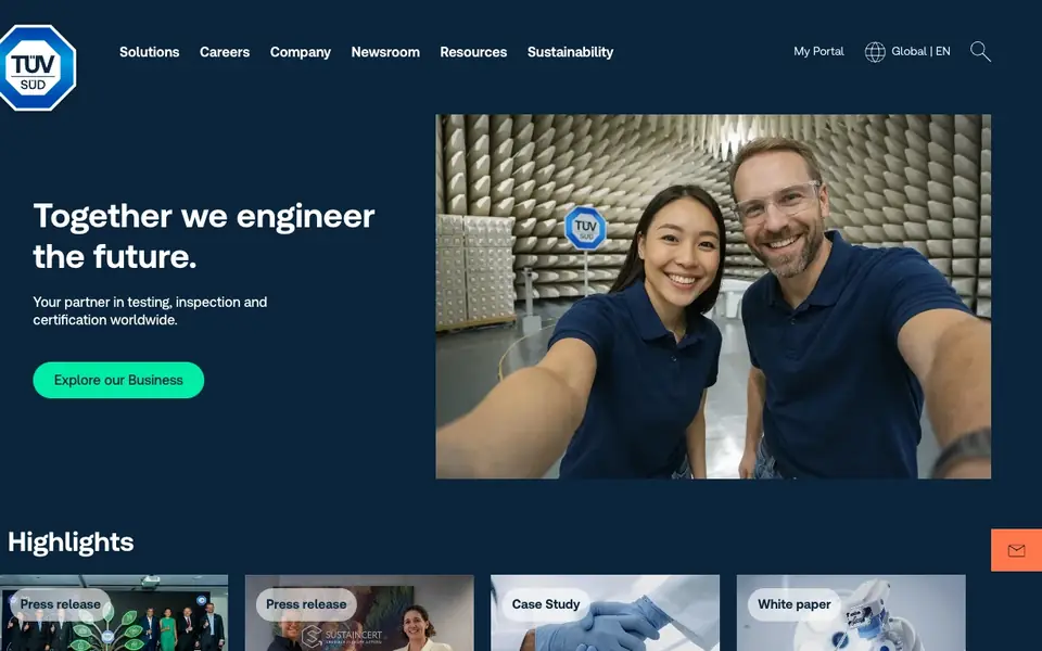 TÜV SÜD website homepage, 4 Oct 2026