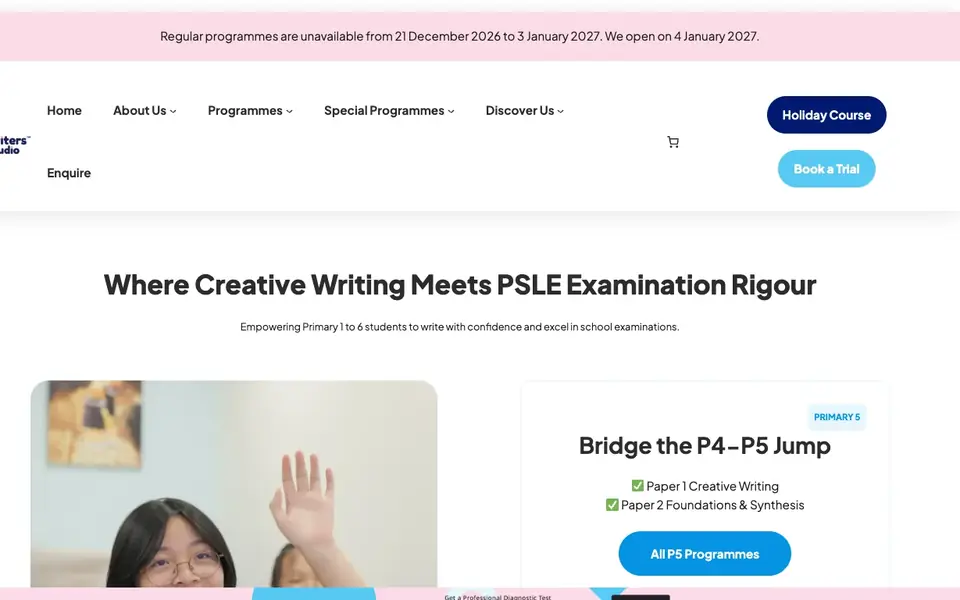 Writers Studio Pte Ltd website homepage, 4 Oct 2026