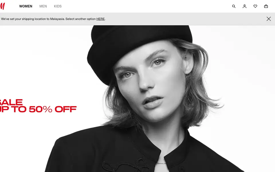 H&M website homepage, 4 Oct 2026