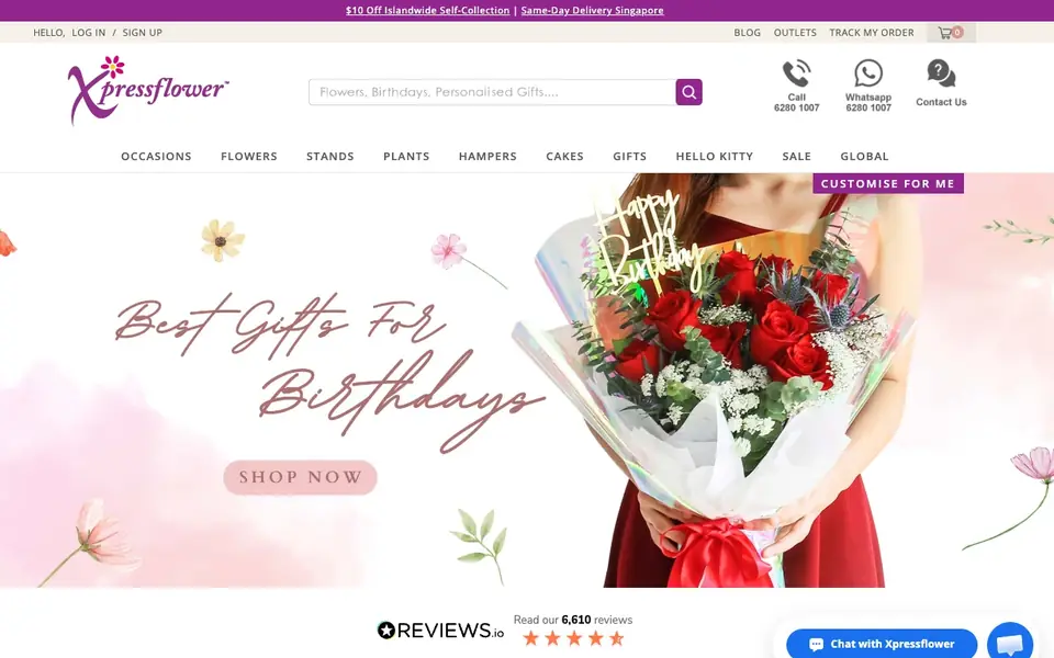 XpressFlower website homepage, 4 Oct 2026