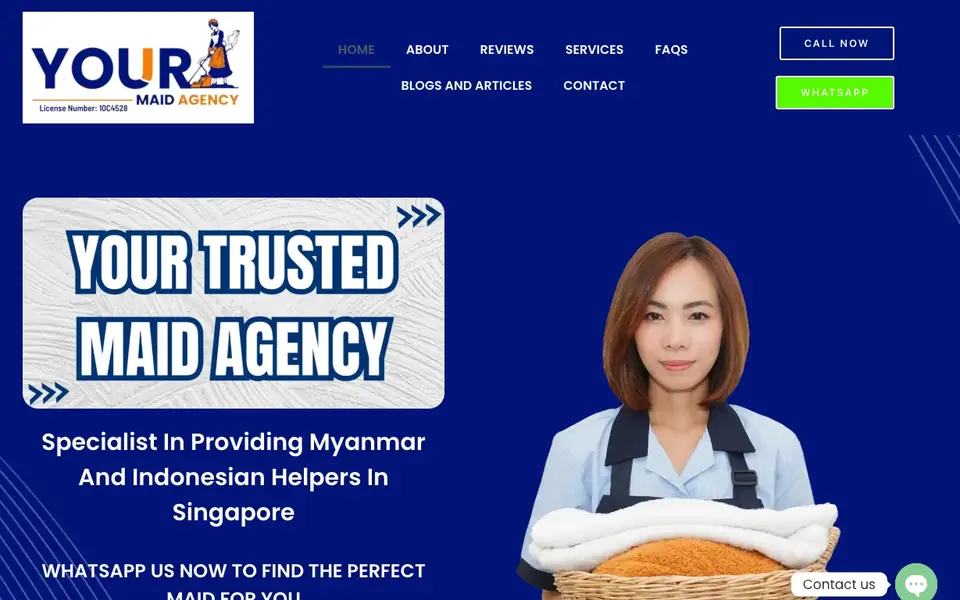 Your Maid Agency website homepage, 4 Oct 2026